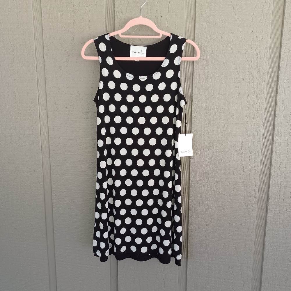 Compli K Polka Dot Mini Dress Size XS Women Sleeveless Scoop Neck Preppy